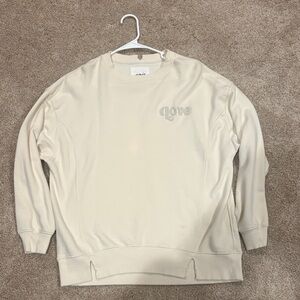 aerie Cream 'Love' Crewneck Sweatshirt